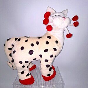 Amy Lacombe Whimsy Clay Plush Cat Shanice Black Polka Dots Red Whiskers Paws 16”